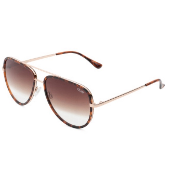 QUAY All In Sunglasses Tortoise Frame Brown Gradient Lenses Aviators Unisex NWT - Picture 6 of 16